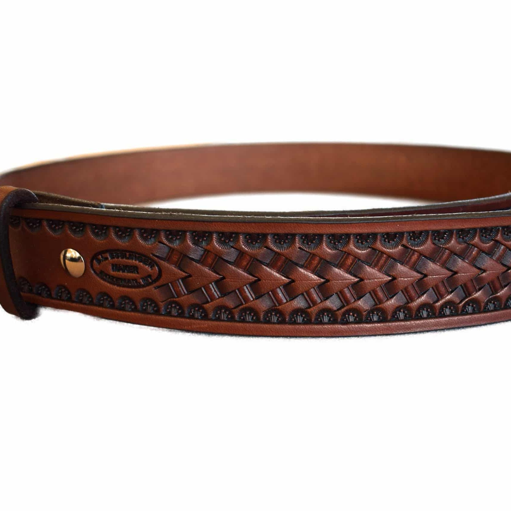 LEATHER BELT - #001 // Western style leather belt // Country Leather Belt // Decorated belt // Basket stamping // Leathercraft store //