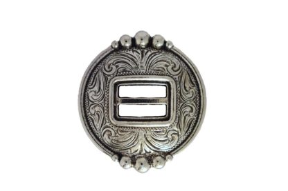 Engraved concho, slotted concho, nickel concho